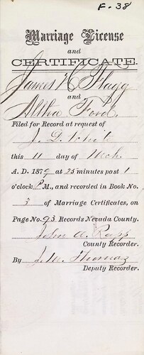 Click to see DR 6 F-38 of Marriage Certificates (DR 6 F)