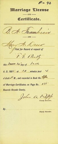 Click to see DR 6 F-40 of Marriage Certificates (DR 6 F)