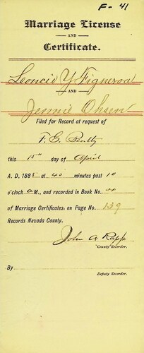 Click to see DR 6 F-41 of Marriage Certificates (DR 6 F)