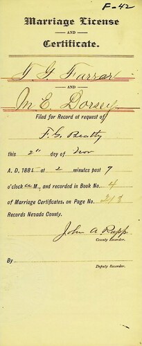 Click to see DR 6 F-42 of Marriage Certificates (DR 6 F)