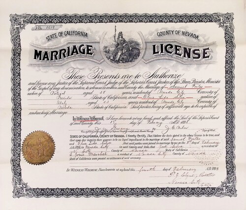 Click to see DR 6 F-43 of Marriage Certificates (DR 6 F)
