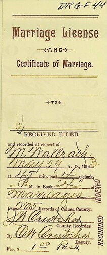 Click to see DR 6 F-44 of Marriage Certificates (DR 6 F)