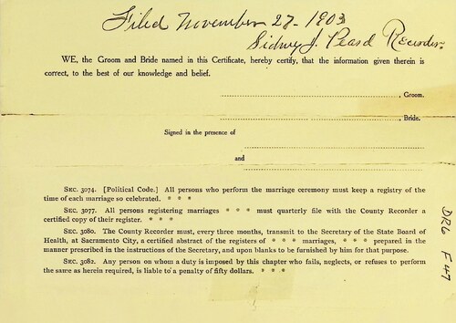 Click to see DR 6 F-47 of Marriage Certificates (DR 6 F)