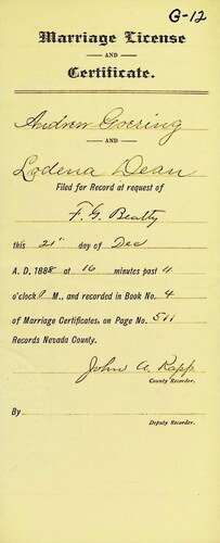 Click to see DR 6 G-12 of Marriage Certificates (DR 6 G)