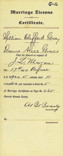 Click to see DR 6 G-16 of Marriage Certificates (DR 6 G)