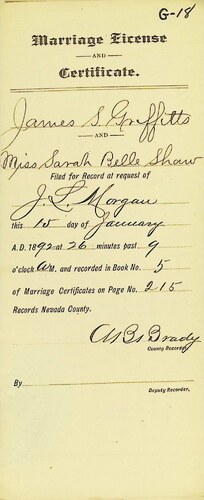Click to see DR 6 G-18 of Marriage Certificates (DR 6 G)