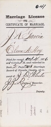 Click to see DR 6 G-41 of Marriage Certificates (DR 6 G)