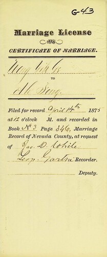 Click to see DR 6 G-43 of Marriage Certificates (DR 6 G)