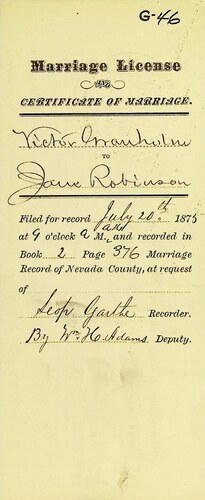 Click to see DR 6 G-46 of Marriage Certificates (DR 6 G)