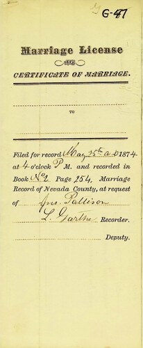 Click to see DR 6 G-47 of Marriage Certificates (DR 6 G)