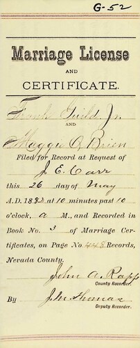Click to see DR 6 G-52 of Marriage Certificates (DR 6 G)