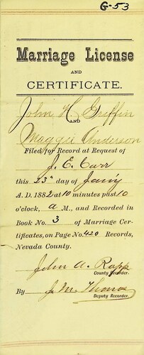 Click to see DR 6 G-53 of Marriage Certificates (DR 6 G)