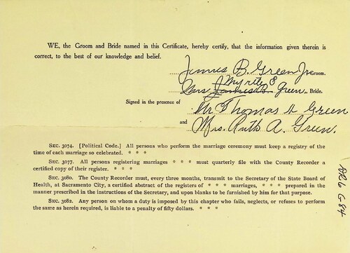 Click to see DR 6 G-84 of Marriage Certificates (DR 6 G)