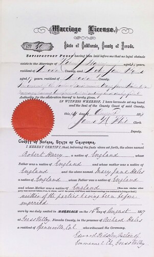 Click to see DR 6 H-8 of Marriage Certificates (DR 6 H)