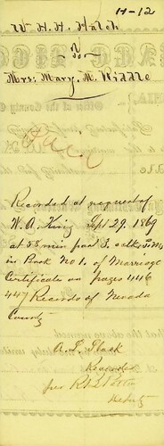 Click to see DR 6 H-12 of Marriage Certificates (DR 6 H)