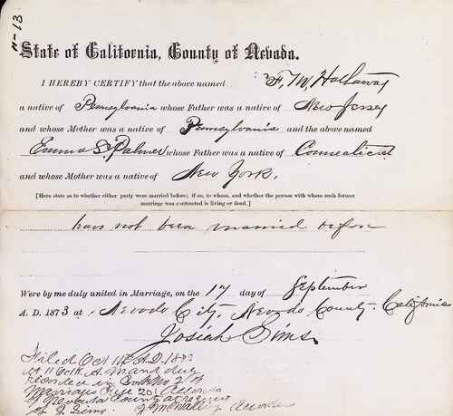 Click to see DR 6 H-13 of Marriage Certificates (DR 6 H)