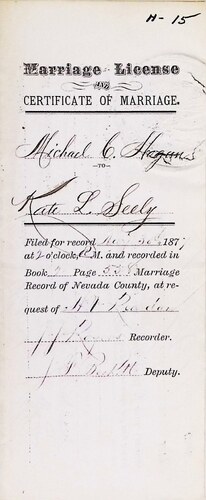 Click to see DR 6 H-15 of Marriage Certificates (DR 6 H)