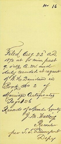 Click to see DR 6 H-16 of Marriage Certificates (DR 6 H)