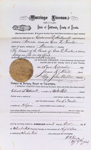 Click to see DR 6 H-18 of Marriage Certificates (DR 6 H)