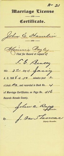 Click to see DR 6 H-21 of Marriage Certificates (DR 6 H)