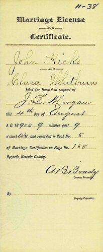 Click to see DR 6 H-38 of Marriage Certificates (DR 6 H)