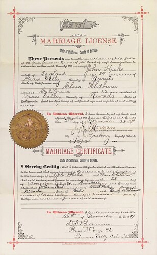 Click to see DR 6 H-38 of Marriage Certificates (DR 6 H)