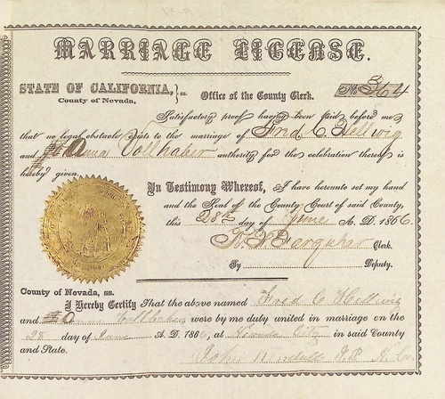 Click to see DR 6 H-41 of Marriage Certificates (DR 6 H)