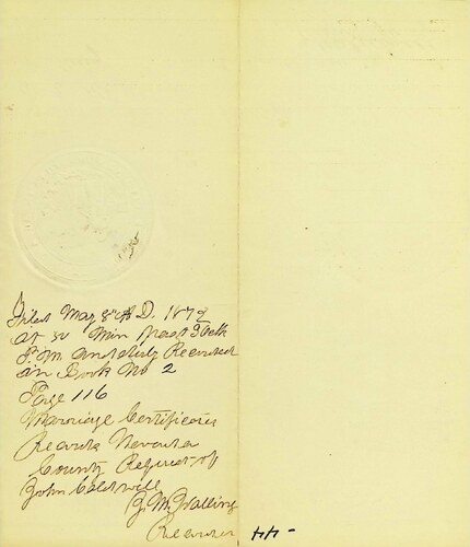 Click to see DR 6 H-44 of Marriage Certificates (DR 6 H)