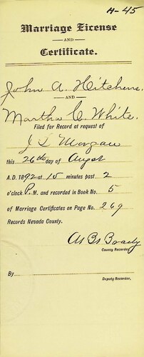 Click to see DR 6 H-45 of Marriage Certificates (DR 6 H)