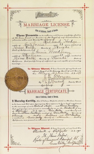 Click to see DR 6 H-50 of Marriage Certificates (DR 6 H)