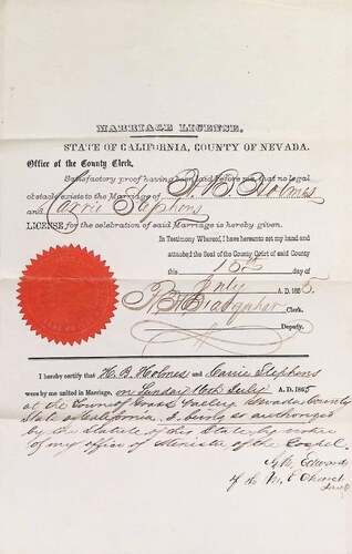 Click to see DR 6 H-58 of Marriage Certificates (DR 6 H)