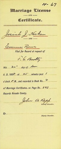 Click to see DR 6 H-67 of Marriage Certificates (DR 6 H)