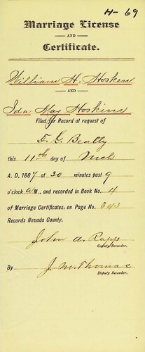 Click to see DR 6 H-69 of Marriage Certificates (DR 6 H)