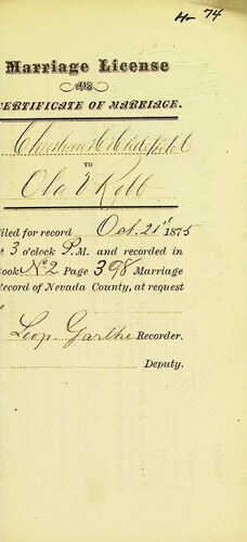 Click to see DR 6 H-74 of Marriage Certificates (DR 6 H)