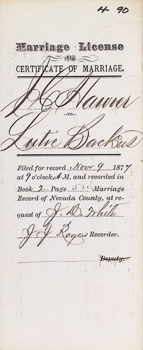 Click to see DR 6 H-90 of Marriage Certificates (DR 6 H)