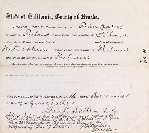 Click to see DR 6 H-94A of Marriage Certificates (DR 6 H)