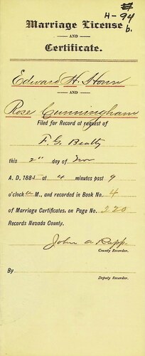 Click to see DR 6 H-94B of Marriage Certificates (DR 6 H)