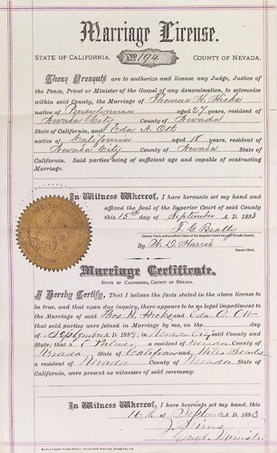 Click to see DR 6 H-95 of Marriage Certificates (DR 6 H)