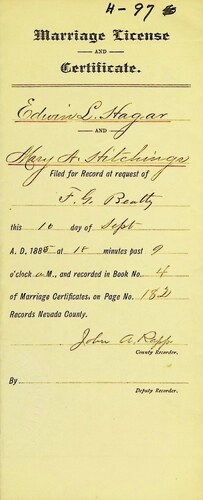 Click to see DR 6 H-97 of Marriage Certificates (DR 6 H)