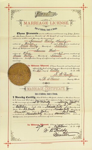 Click to see DR 6 H-98 of Marriage Certificates (DR 6 H)
