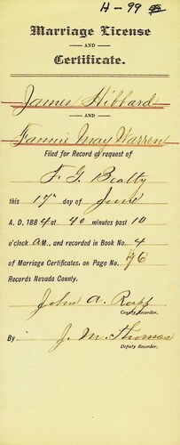 Click to see DR 6 H-99 of Marriage Certificates (DR 6 H)