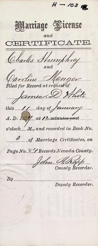 Click to see DR 6 H-103 of Marriage Certificates (DR 6 H)