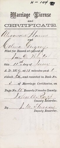 Click to see DR 6 H-104 of Marriage Certificates (DR 6 H)
