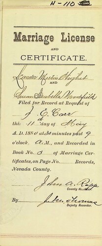 Click to see DR 6 H-110 of Marriage Certificates (DR 6 H)