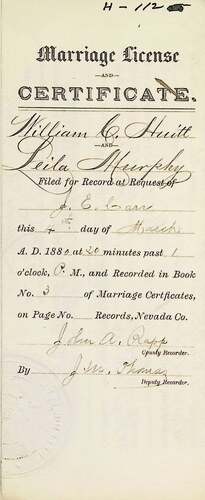 Click to see DR 6 H-112 of Marriage Certificates (DR 6 H)