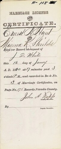 Click to see DR 6 H-115 of Marriage Certificates (DR 6 H)