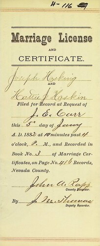 Click to see DR 6 H-116 of Marriage Certificates (DR 6 H)