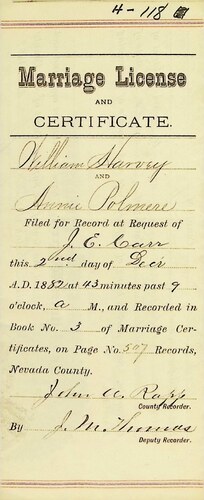 Click to see DR 6 H-118 of Marriage Certificates (DR 6 H)