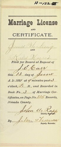 Click to see DR 6 H-122 of Marriage Certificates (DR 6 H)