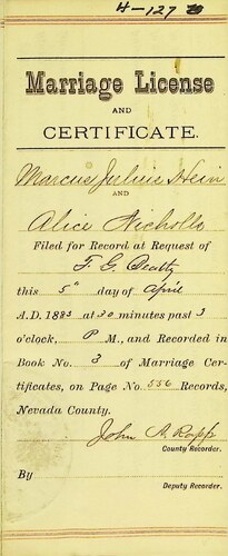 Click to see DR 6 H-127 of Marriage Certificates (DR 6 H)